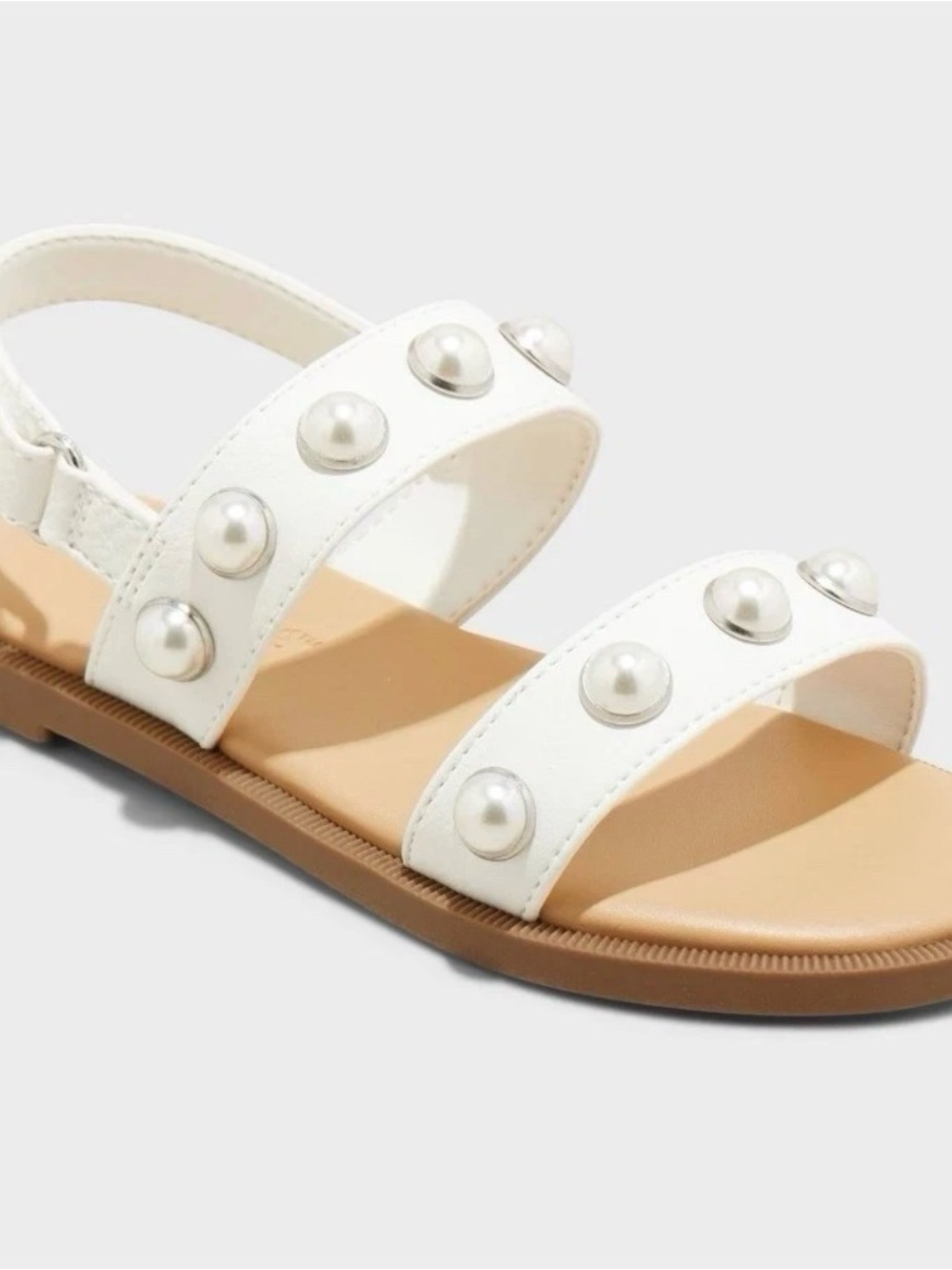 Cat & Jack White Pearl Accent Girls' Double-Strap Sandals
